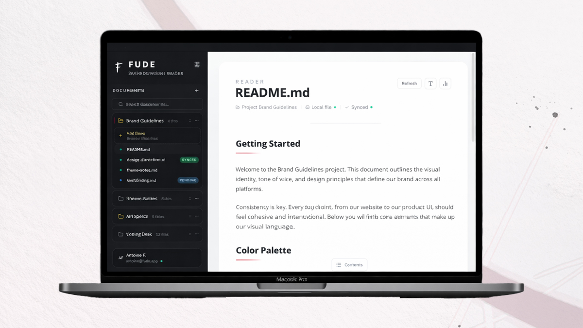 Interface du lecteur Markdown Fude